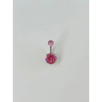Pembe Taşlı Göbek Piercing - Pg0037