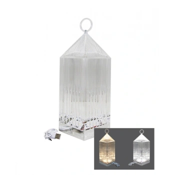 PİRAMİT KRİSTAL 3 RENK LED DOKUNMATİK USB ŞARJLI MASA LAMBASI (5324)