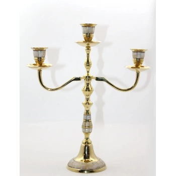 Pirinç Sedefli 3lü Şamdan 19124