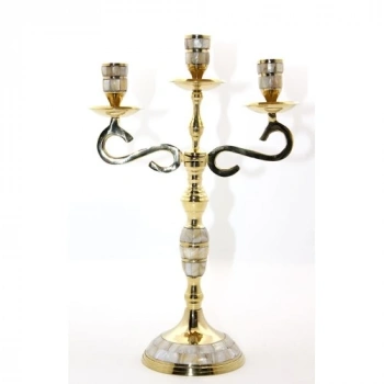 Pirinç Sedefli 3lü Şamdan Model 3