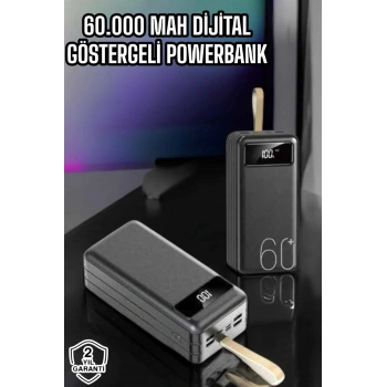 Powerbank 60.000 Mah Hızlı Şarj 4 Çıkışlı Uzun Şarj Süreli Dijital Göstergeli