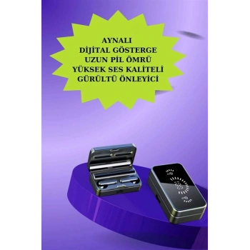 Powerbank Aynalı Bluetooth Kulaklık Ve Akıllı Saat Seti ANC Özelliği Dokunamatik