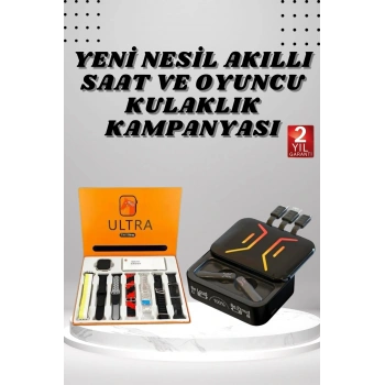 Powerbank Kulaklık Ve 7 Kordonlu Akıllı Saat Çoklu Şarj Girişi Bluetooth Bağlantılı