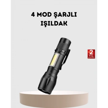 Profesyonel 4 Modlu Şarjlı El Feneri | 1300 mAh Batarya | Cree LED Teknolojisi