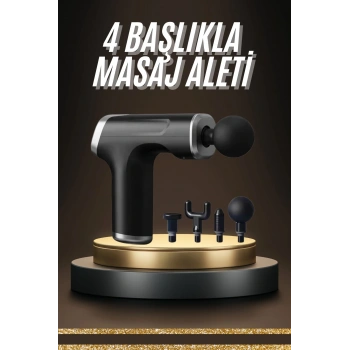 Profesyonel Masaj Tabancası Sporcu Masaj Aleti 4 Başlıklı Şarjlı Titreşimli