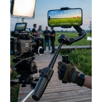 Profesyonel Telefon Video Sabitleyici Gimbal Stabilizer Vlog Aparatı