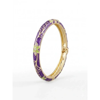 Purple Blossom Mine İşlemeli Kelepçe Bileklik - Kbl0468