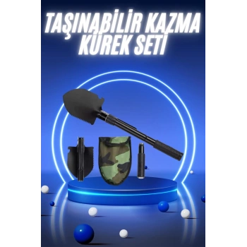 Pusulalı Katlanabilir Kazma Kürek Kamp Seti Kamp Küreği Portatif Çantalı