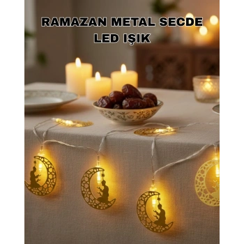 Ramazan Temalı Ay İçinde Secde Eden Adam Led Peri Işığı