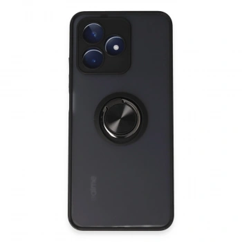 Realme C53 Kılıf Montreal Yüzüklü Silikon Kapak - Siyah