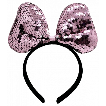 Renk Değiştiren Pullu Payetli Fiyonk Parti Tacı Pembe Gümüş Renk 20x16 cm (5324)