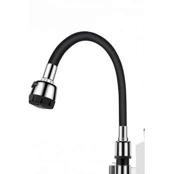 Renkli Silikonlu Oynar Başlıklı 2 Fonksiyonlu Spiral Musluk Başlığı - Siyah (5324)