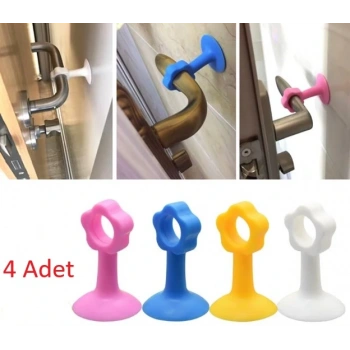 Renkli Vantuzlu Geçmeli Kapı Kolu Stoper 4lü Set