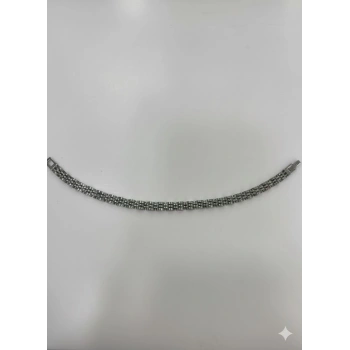 Rodyum Çelik  Erkek Çelik Bileklik Boy 21.5 Cm / En 0.6 Mm  - Ebl0043