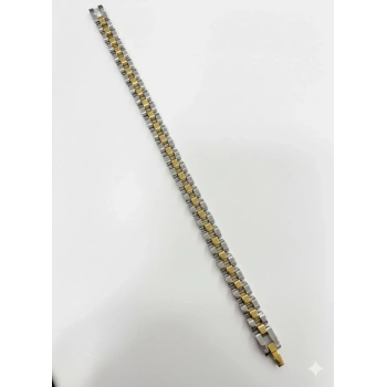 Rodyum-  Çelik  Erkek Çelik Bileklik Boy 21.5 Cm / En 0.8 Cm  - Ebl0058