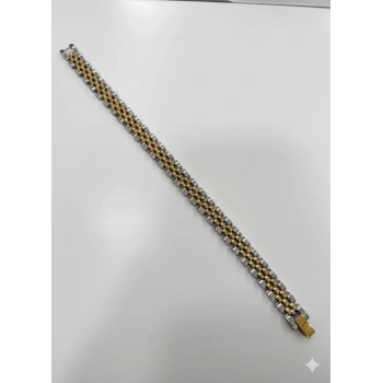 Rodyum Çelik  Erkek Çelik Bileklik Boy 21.5 Cm / En 1.0 Mm  - Ebl0051