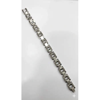 Rodyum Çelik  Erkek Çelik Bileklik Boy 21.5 Cm / En 1.2 Cm  - Ebl0055