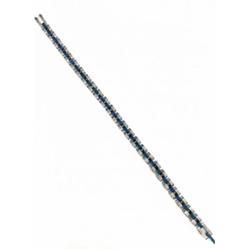 Rodyum-mavi Çelik  Erkek Çelik Bileklik Boy 21.5 Cm / En 0.6 Mm - Ebl0070