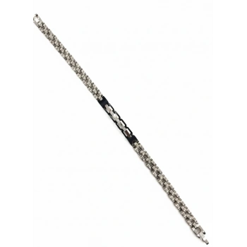 Rodyum-siyah Çelik  Erkek Çelik Bileklik Boy 21.5 Cm / En 0.6 Mm - Ebl0075