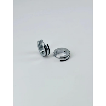 Rodyum Ve Siyah Çelik Erkek Küpe Çap (9 Mm) Kalınlık (4 Mm) - Ekp0006
