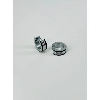 Rodyum Ve Siyah Çelik Erkek Küpe Çap (9 Mm) Kalınlık (5 Mm) - Ekp0009