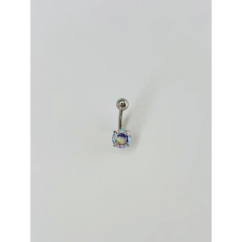 Rodyum Zirkon Taşlı Çelik Göbek - Pg0011