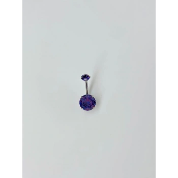 Rodyum Zirkon Taşlı Çelik Göbek - Pg0068