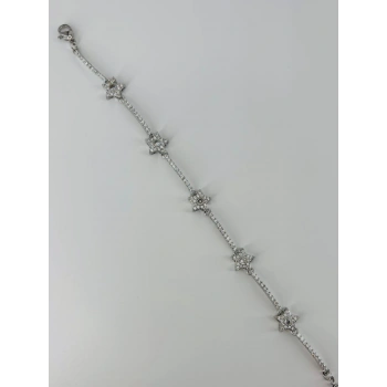 Rodyum Zirkon Taşlı Pirinç Bileklikler 17+4 Cm  - Kbl0375
