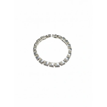 Rodyum Zirkon Taşlı Pirinç Cm Bileklik 17+2 Cm  - Kbl0433
