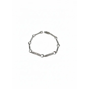 Rodyum Zirkon Taşlı Pirinç Cm Bileklik 17+2 Cm  - Kbl0435