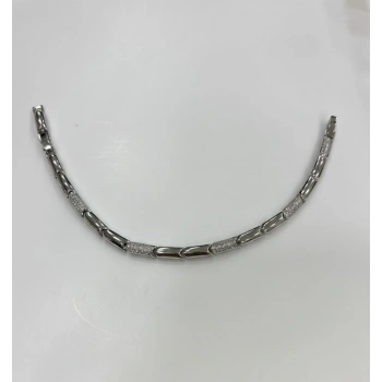 Rodyum Zirkon Taşlı Pirinç Cm Bileklik 17+2 Cm  - Kbl0438