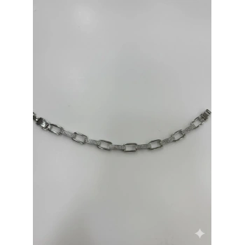 Rodyum Zirkon Taşlı Pirinç Cm Bileklik 17+2 Cm  - Kbl0440