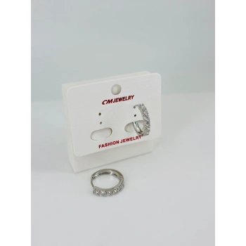 Rodyum Zirkon Taşlı Pirinç Küpeler - Kp00441