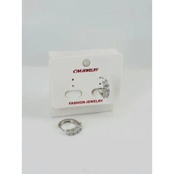 Rodyum Zirkon Taşlı Pirinç Küpeler - Kp00511