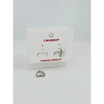 Rodyum Zirkon Taşlı Pirinç Küpeler - Kp00519