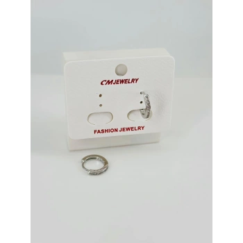 Rodyum Zirkon Taşlı Pirinç Küpeler - Kp00520