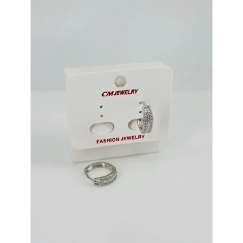 Rodyum Zirkon Taşlı Pirinç Küpeler - Kp00521