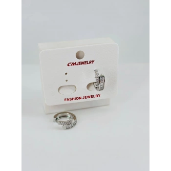 Rodyum Zirkon Taşlı Pirinç Küpeler - Kp00526