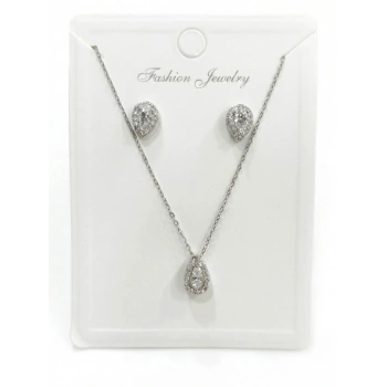 Rodyum Zirkon Taşlı Zincir : Çelik Ürünler 40+5 Cm - Set0001