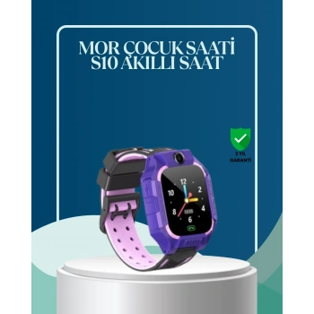 S10 Mor Çocuk Takip Saati Elektronik Bariyer ve Sesli Mesaj Destekli