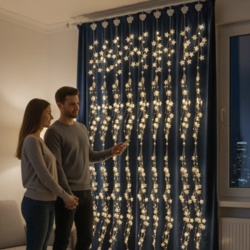 Saçaklı 3*3 Metre Yıldız Boncuklu Dekor Led USB Ev, Oda ve Organizasyon Dekoru hakkında ürün açıklaması (5324)