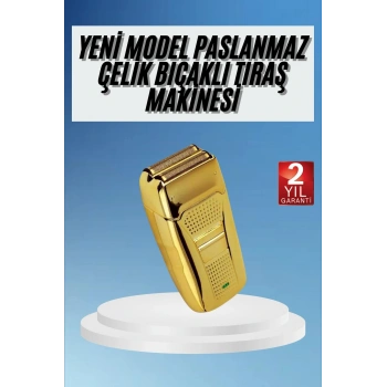 Sakal Kesme Tıraş Makinesi Paslanmaz Çelik Gold Şarjlı