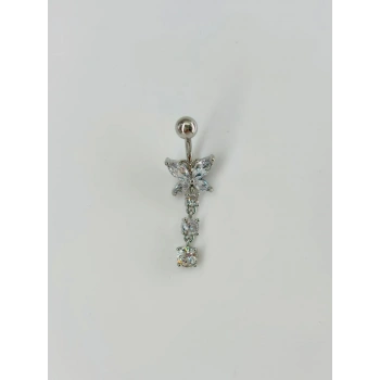 Sallantılı Çiçek Detaylı  Göbek Piercing - Pg0072