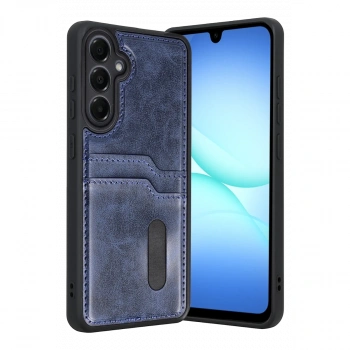Samsung Galaxy A57 5g Sara Kartvizitli Deri Kılıf - Lacivert
