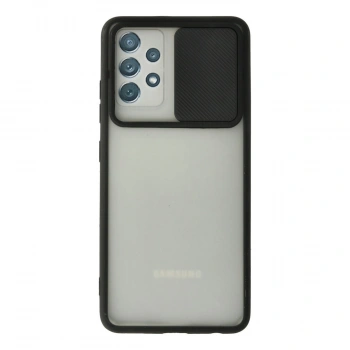 Samsung Galaxy A72 Kılıf Palm Buzlu Kamera Sürgülü Silikon - Siyah