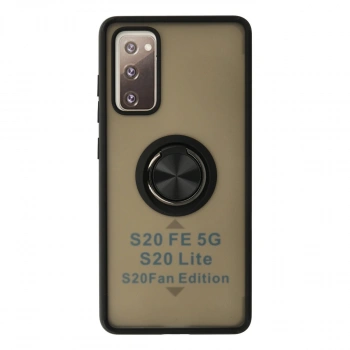 Samsung Galaxy S20 Fe Kılıf Montreal Yüzüklü Silikon Kapak - Siyah