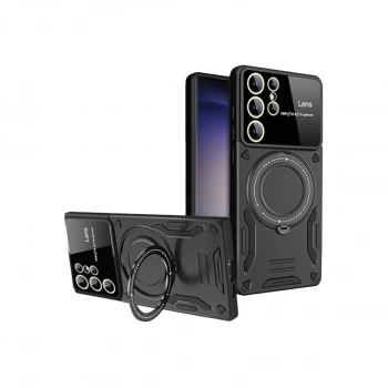 Samsung Galaxy S25 Ultra Kılıf Joy Lens Standlı Kapak - Siyah