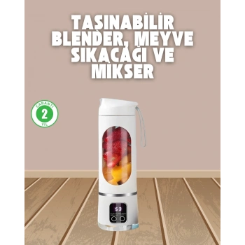 Şarjlı Blender – 12 Bıçaklı, 450 ml Kapasiteli, Taşınabilir Tip-C Mikser