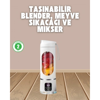 Şarjlı Blender – 12 Bıçaklı, 450 Ml Kapasiteli, Taşınabilir Tip-c Mikser