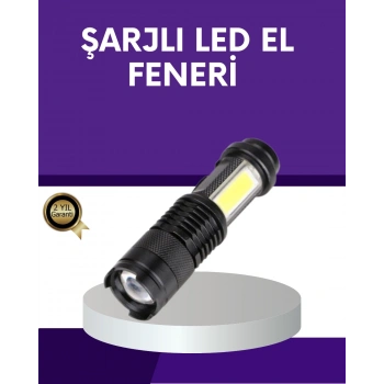 Şarjlı Mini LED El Feneri 2000 Lümen Su Geçirmez